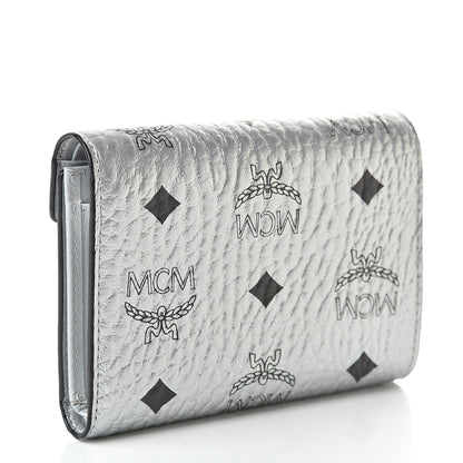 MCM Metallic Visetos Compact Wallet Silver 3 of 8