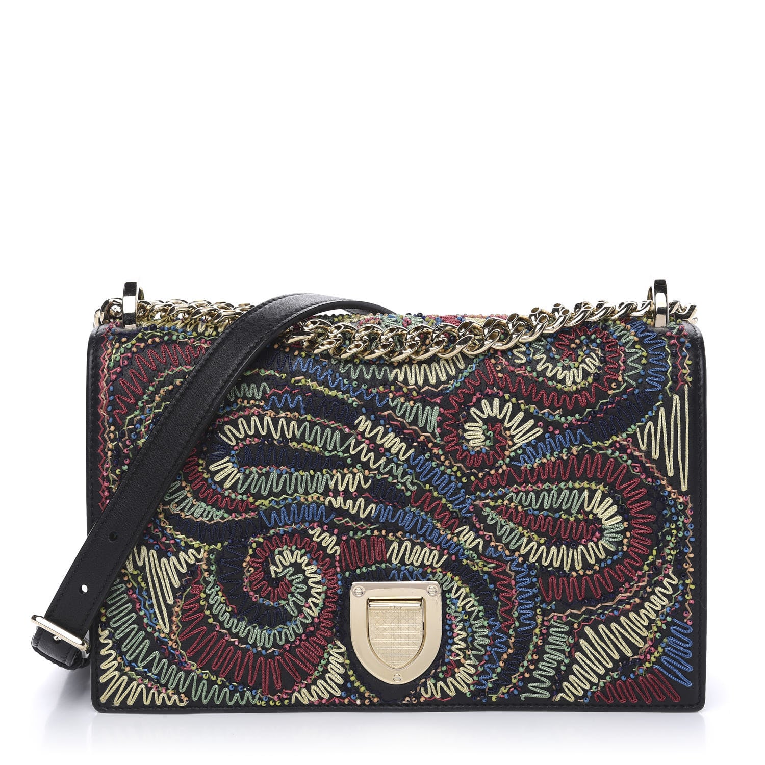 Christian Dior Lambskin Embroidered Medium Diorama Flap Bag Black 1 of 11