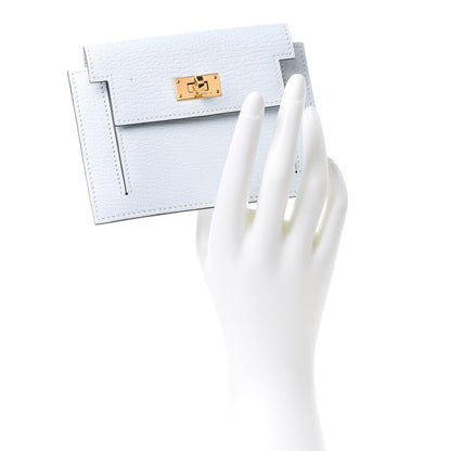 Hermes Chevre Mysore Kelly Pocket Compact Wallet Bleu Brume 2 of 10
