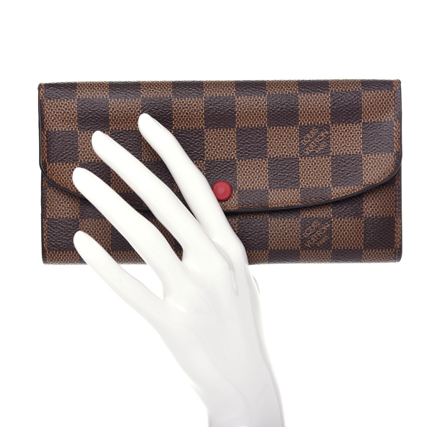 Louis Vuitton Damier Ebene Emilie Wallet Red 2 of 8