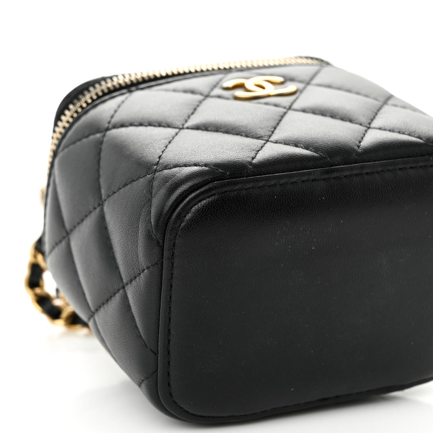 Chanel Lambskin Quilted Top Handle Mini Vanity Case With Chain Black 9 of 10