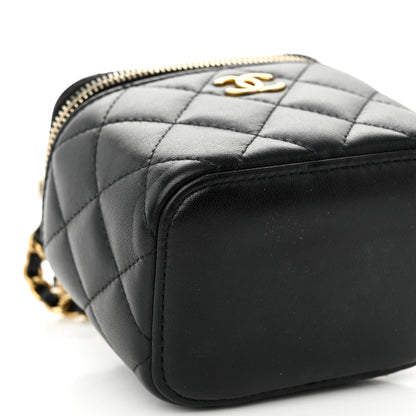 Chanel Lambskin Quilted Top Handle Mini Vanity Case With Chain Black 9 of 10