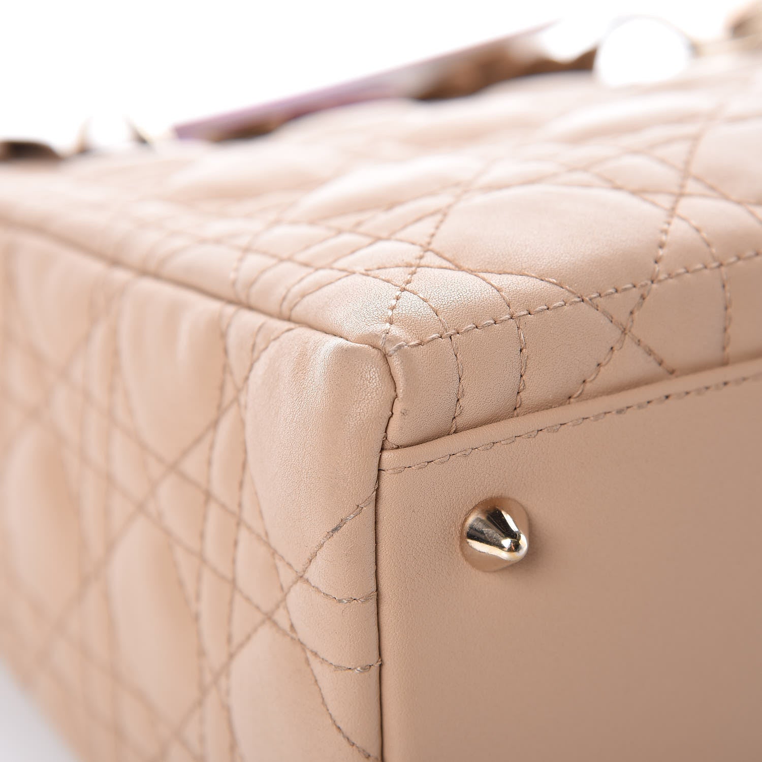 Christian Dior Lambskin Cannage Medium Lady Dior Beige 11 of 11