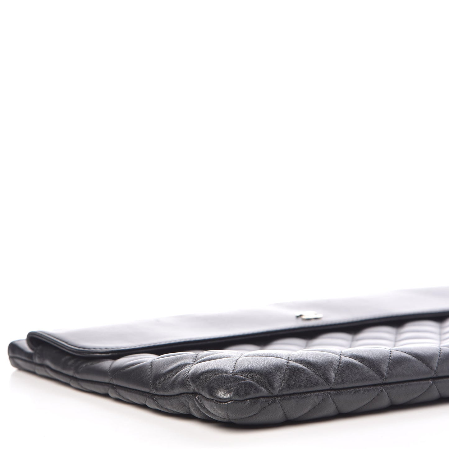 Lambskin Quilted Large Flap Cosmetic Case Black