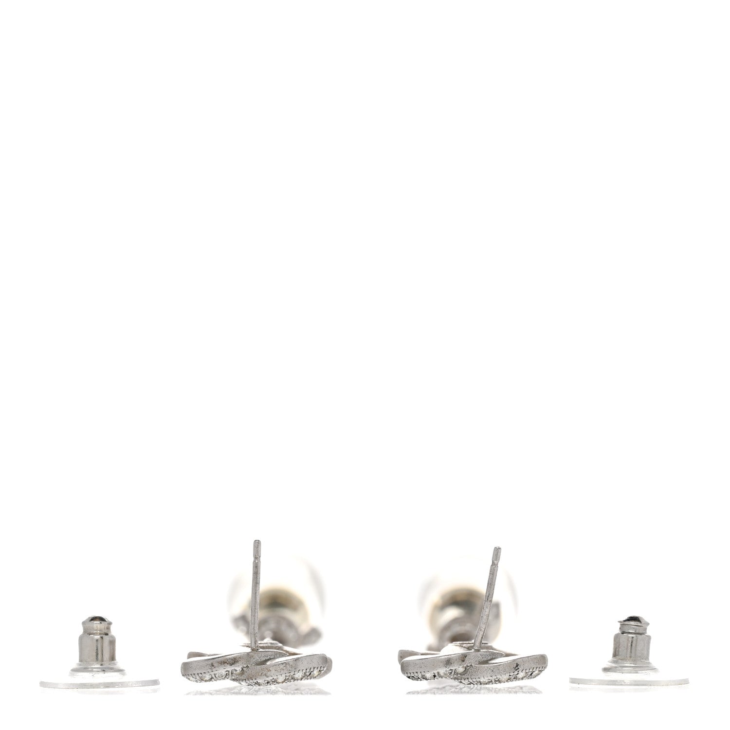 Chanel Crystal Resin CC Drop Earrings Silver 3 of 5