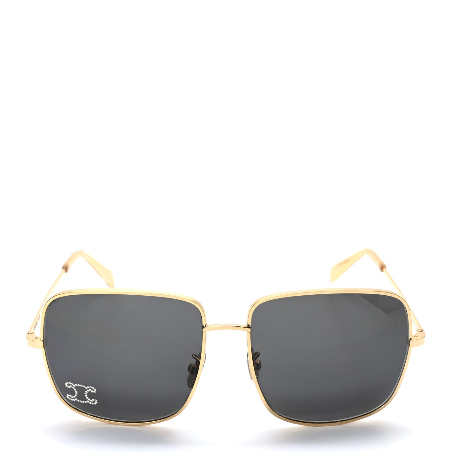 Metal Rhinestone Triomphe Sunglasses Gold Smoke