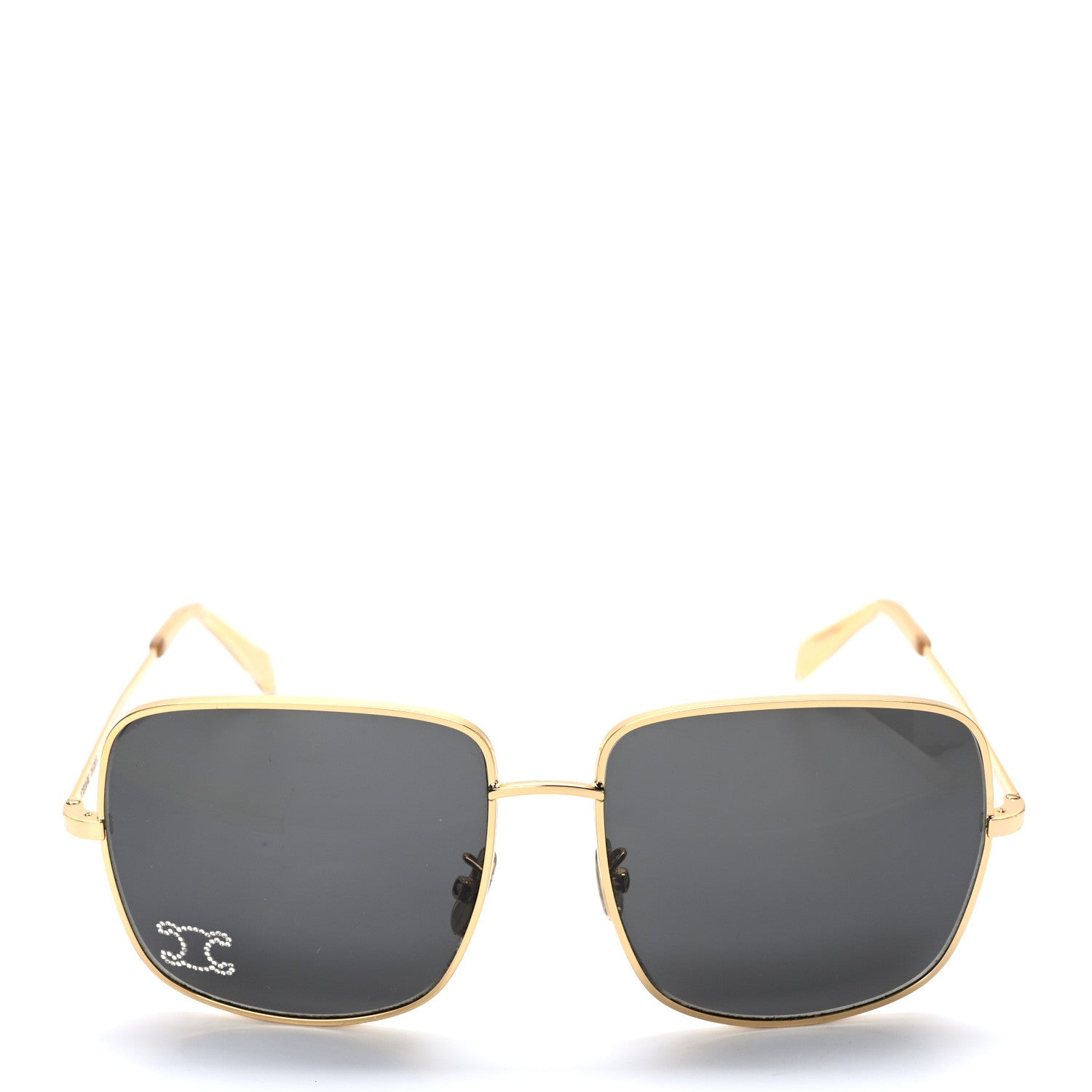 Celine Metal Rhinestone Triomphe Sunglasses Gold Smoke 2 of 8