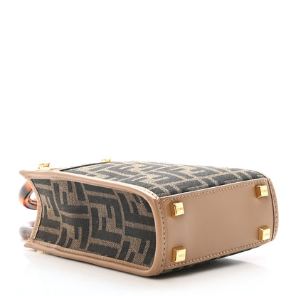 Fendi Fabric Jacquard Vitello King Plexiglass FF 1974 Mini Fendi Sunshine Shopper Tote Tobacco Moro Sand 4 of 10