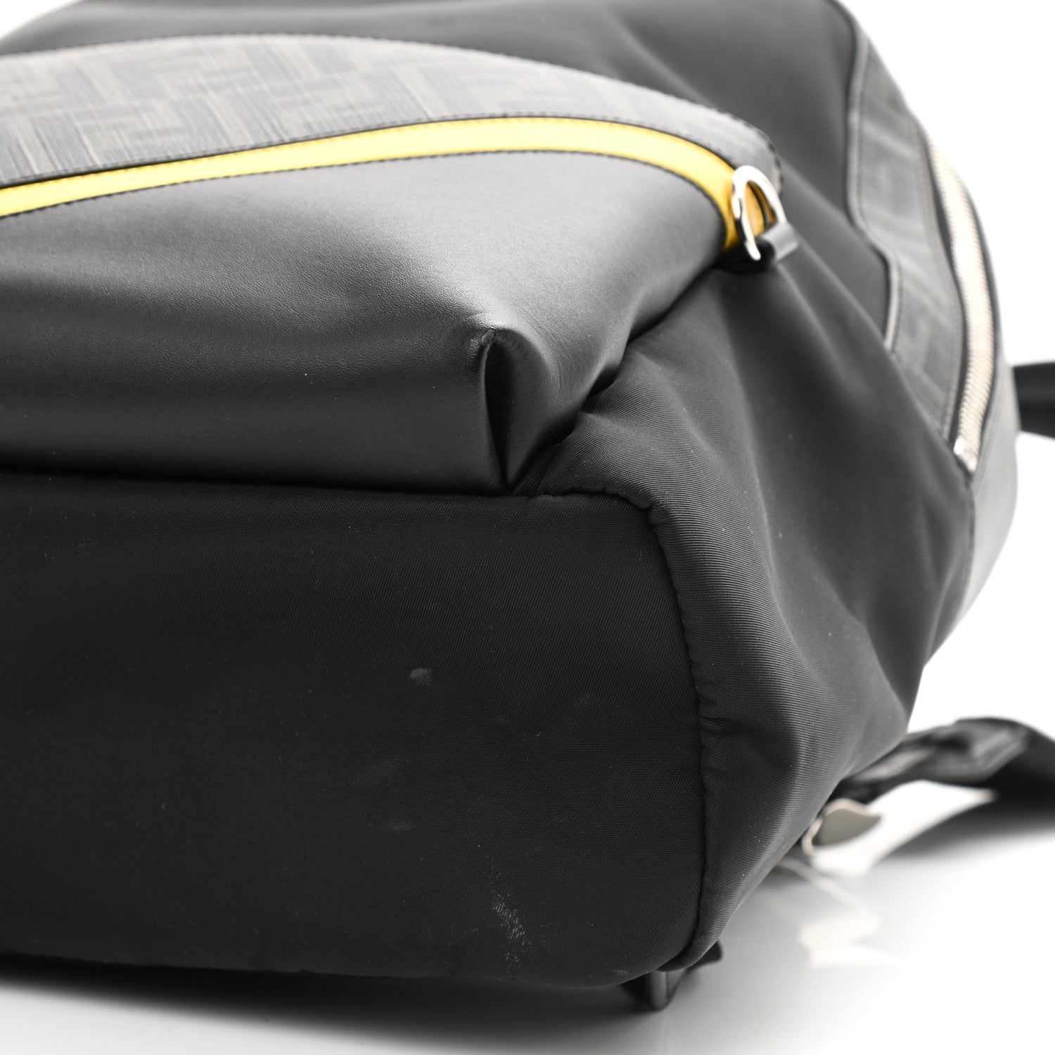 Fendi Glazed Fabric Nylon FF 1974 Diagonal Pouch Pocket Backpack Black Sunflower 10 of 14
