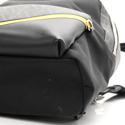 Fendi Glazed Fabric Nylon FF 1974 Diagonal Pouch Pocket Backpack Black Sunflower 10 of 14