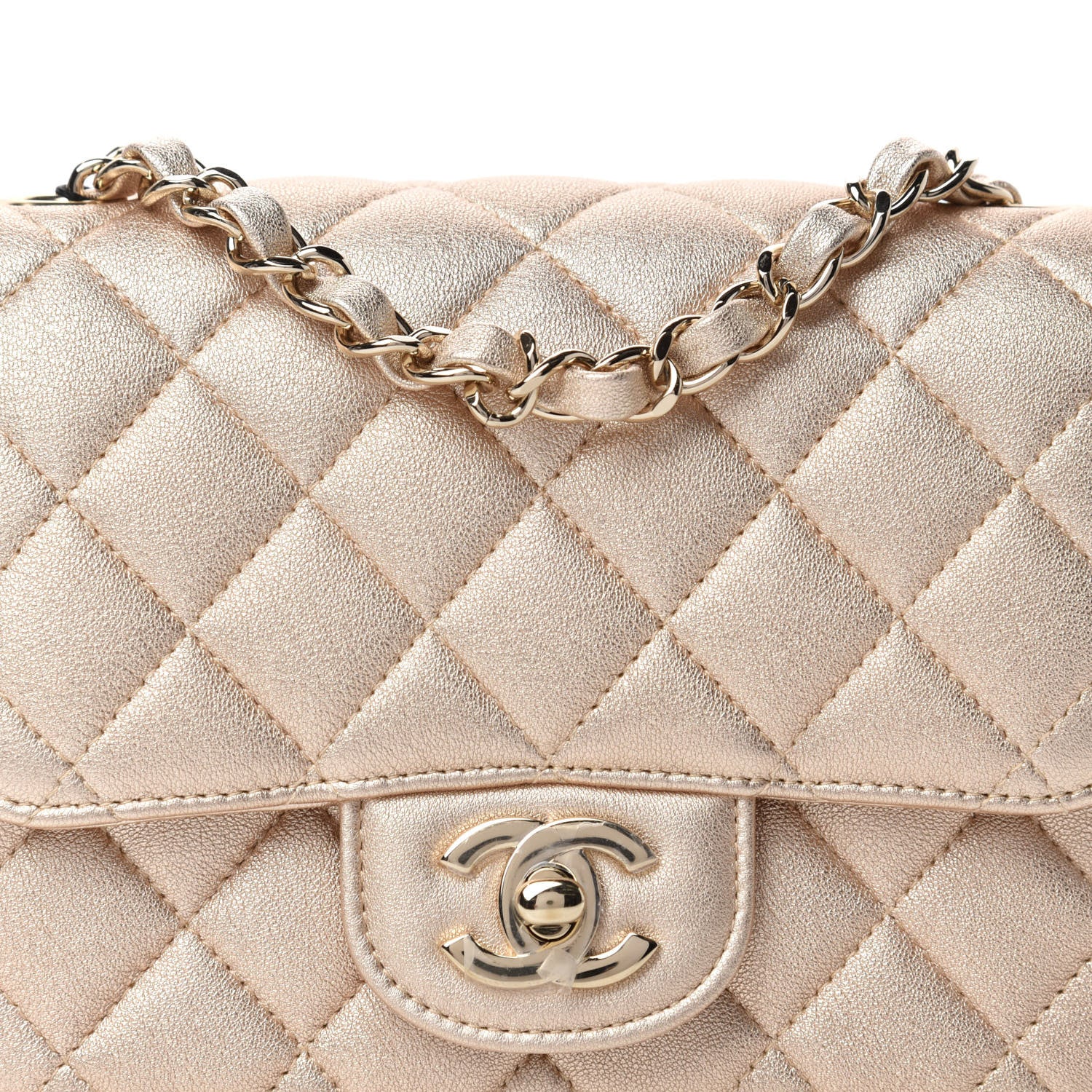 Chanel Metallic Lambskin Quilted Mini Square Flap Gold 10 of 11