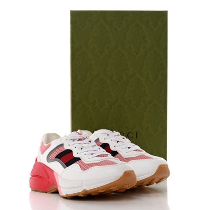 Gucci Lavaredo Eco Fabric Mesh Web Womens Rhyton Reflective Sneakers 36 Great White Green Red Silver 10 of 10