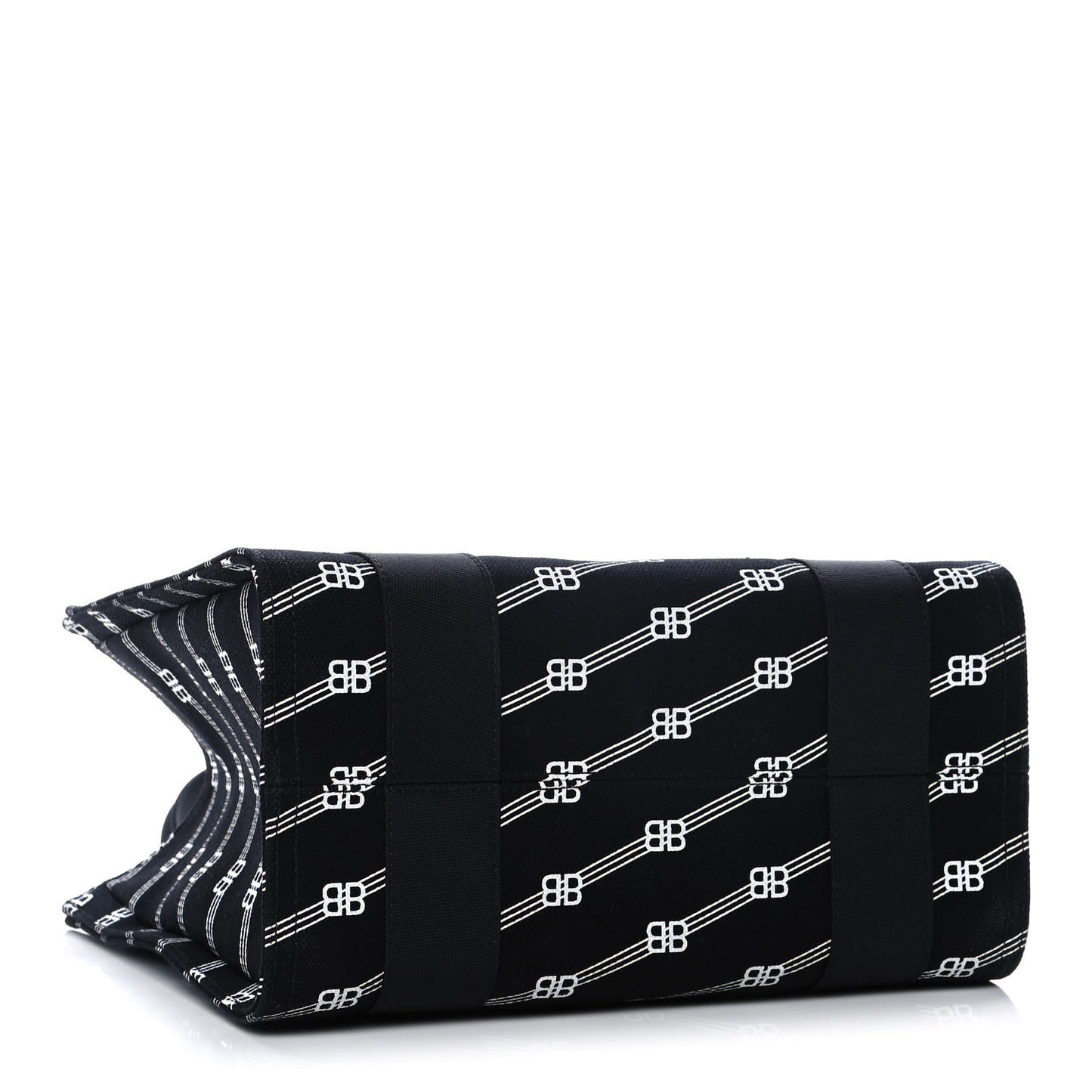 Cotton Canvas Diagonal BB Monogram Small Sharp Tote Black White