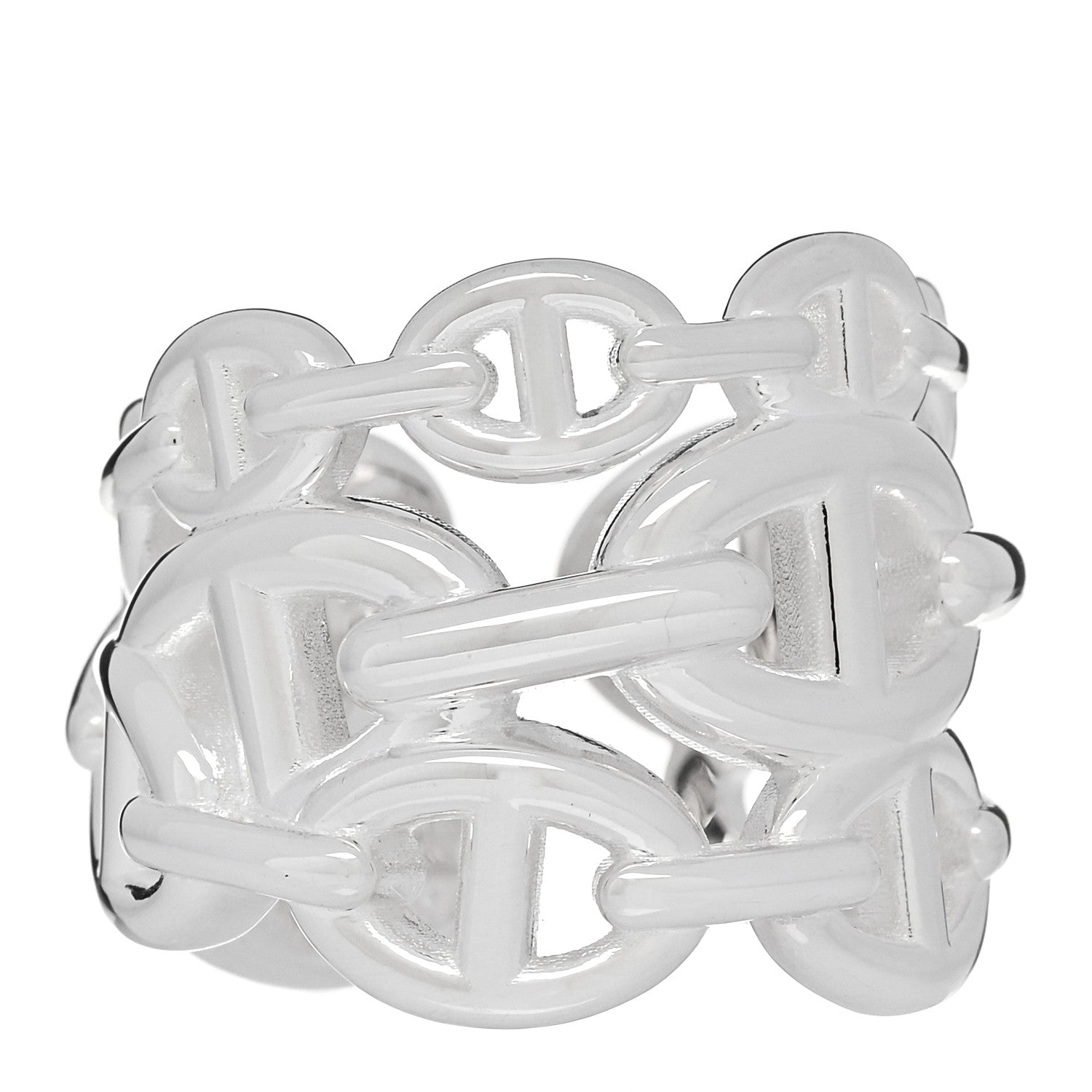 Hermes Sterling Silver GM Chaine d'Ancre Enchainee Band Ring 53 6.5 1 of 6