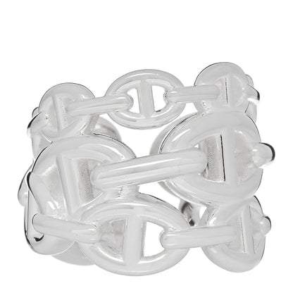 Hermes Sterling Silver GM Chaine d'Ancre Enchainee Band Ring 53 6.5 1 of 6