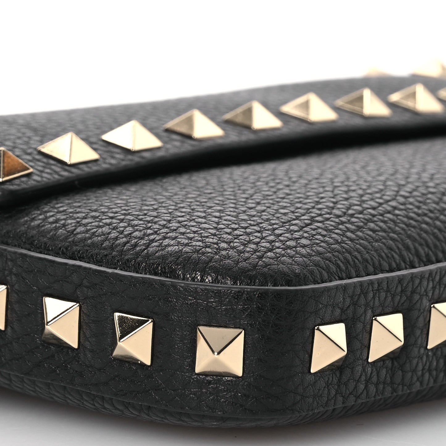 Grained Calfskin Rockstud Crossbody Bag Black