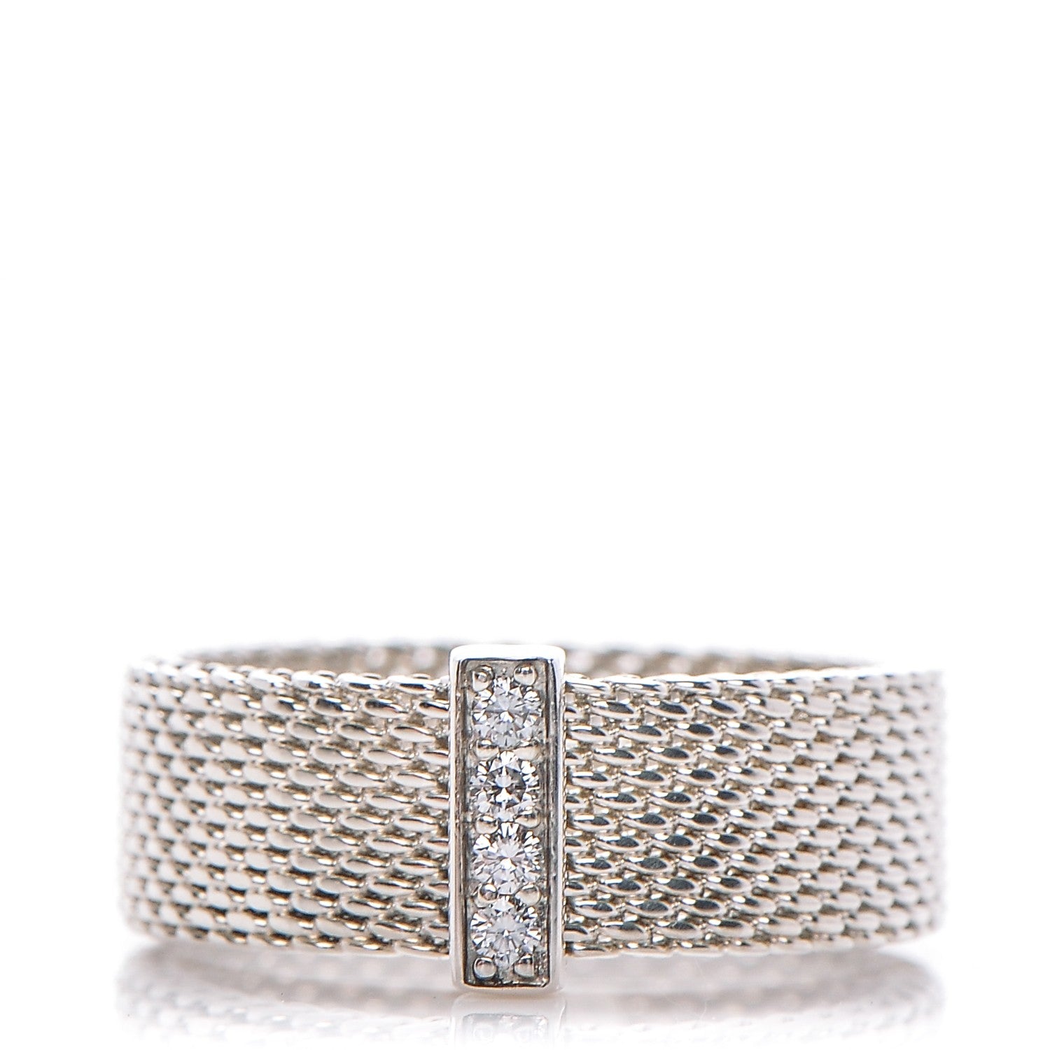 Tiffany Sterling Silver Diamond Mesh Somerset Ring 54 7 1 of 5