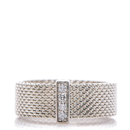 Tiffany Sterling Silver Diamond Mesh Somerset Ring 54 7 1 of 5