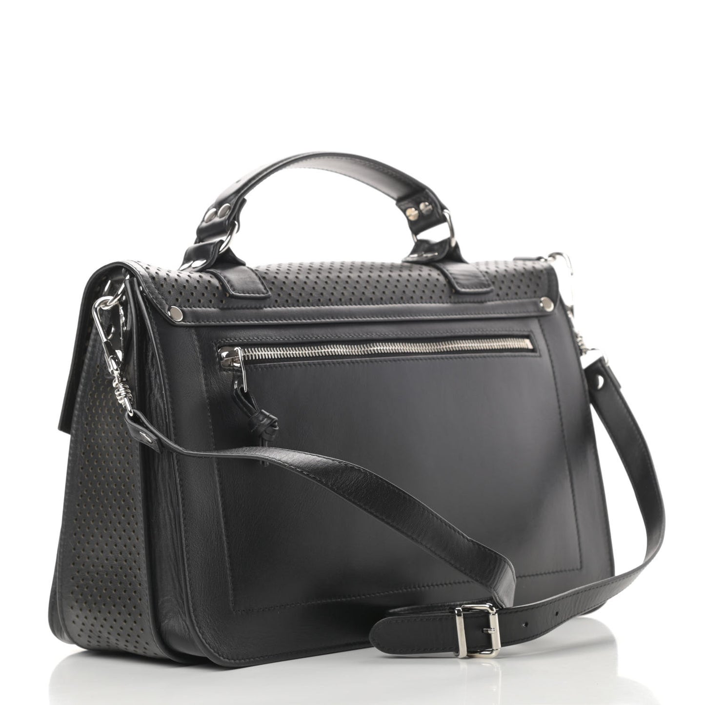 Lambskin Perforated Medium PS1 Satchel Black
