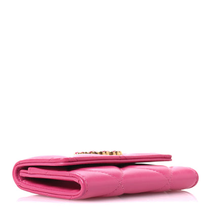 Chanel Lambskin Quilted Chanel 19 Flap Card Holder Dark Pink 4 of 8