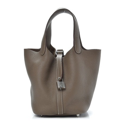 Hermes Taurillon Clemence Picotin Lock 18 PM Etoupe 1 of 11