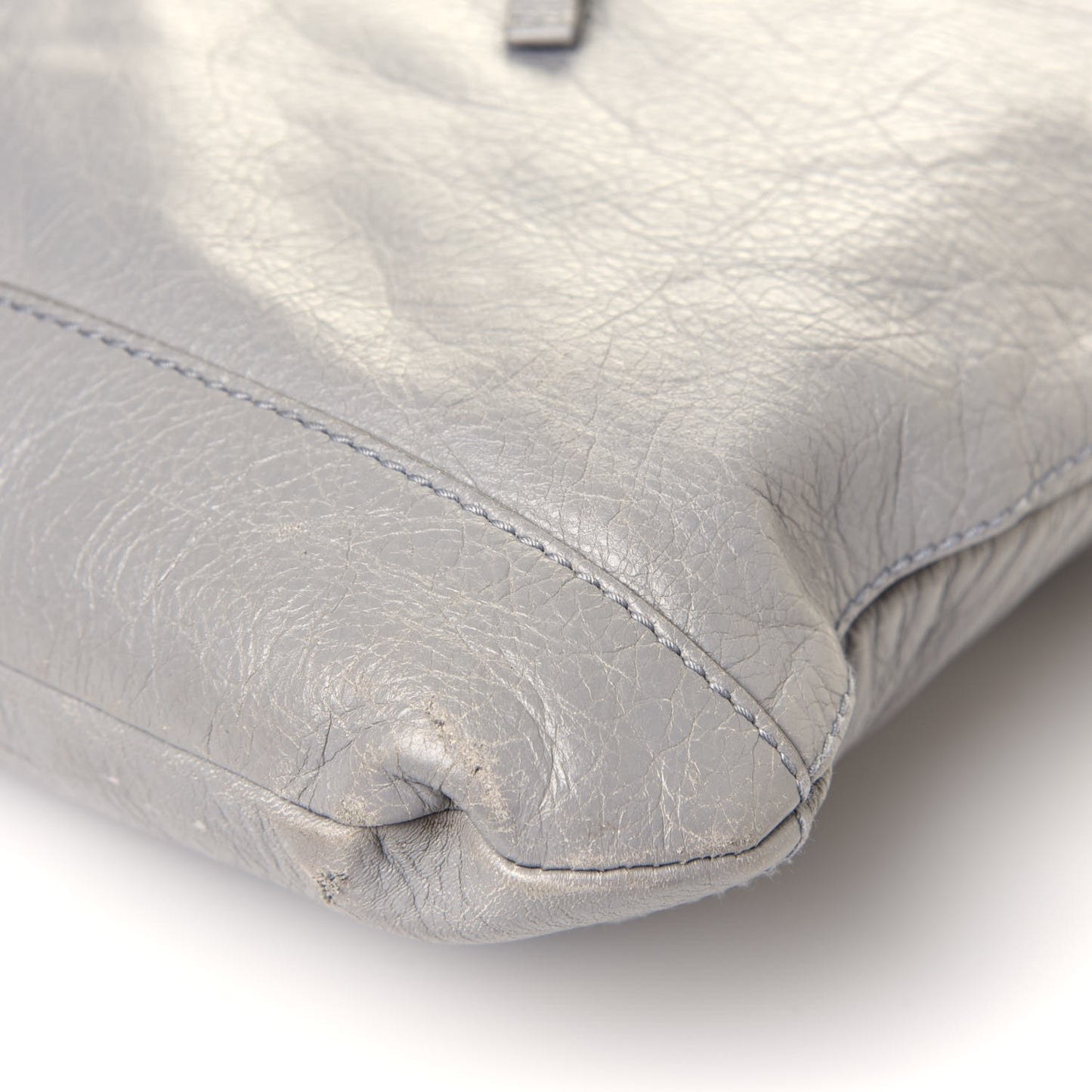 Metallic Agneau Classic Silver Hardware Square Tote Argent