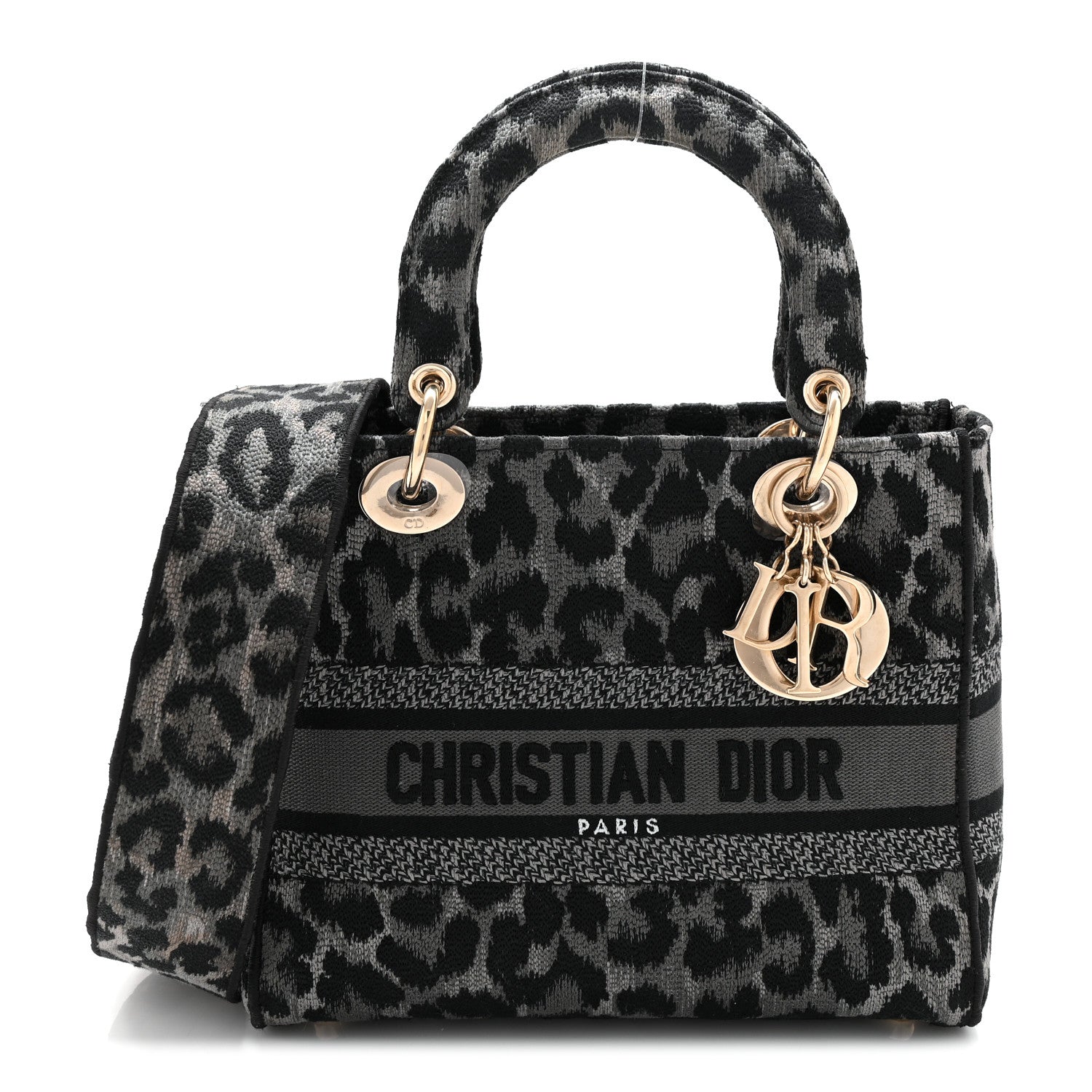 Christian Dior Canvas Medium Mizza Embroidered Lady D-Lite Grey Grey 1 of 10
