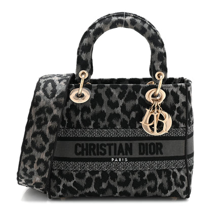 Christian Dior Canvas Medium Mizza Embroidered Lady D-Lite Grey Grey 1 of 10