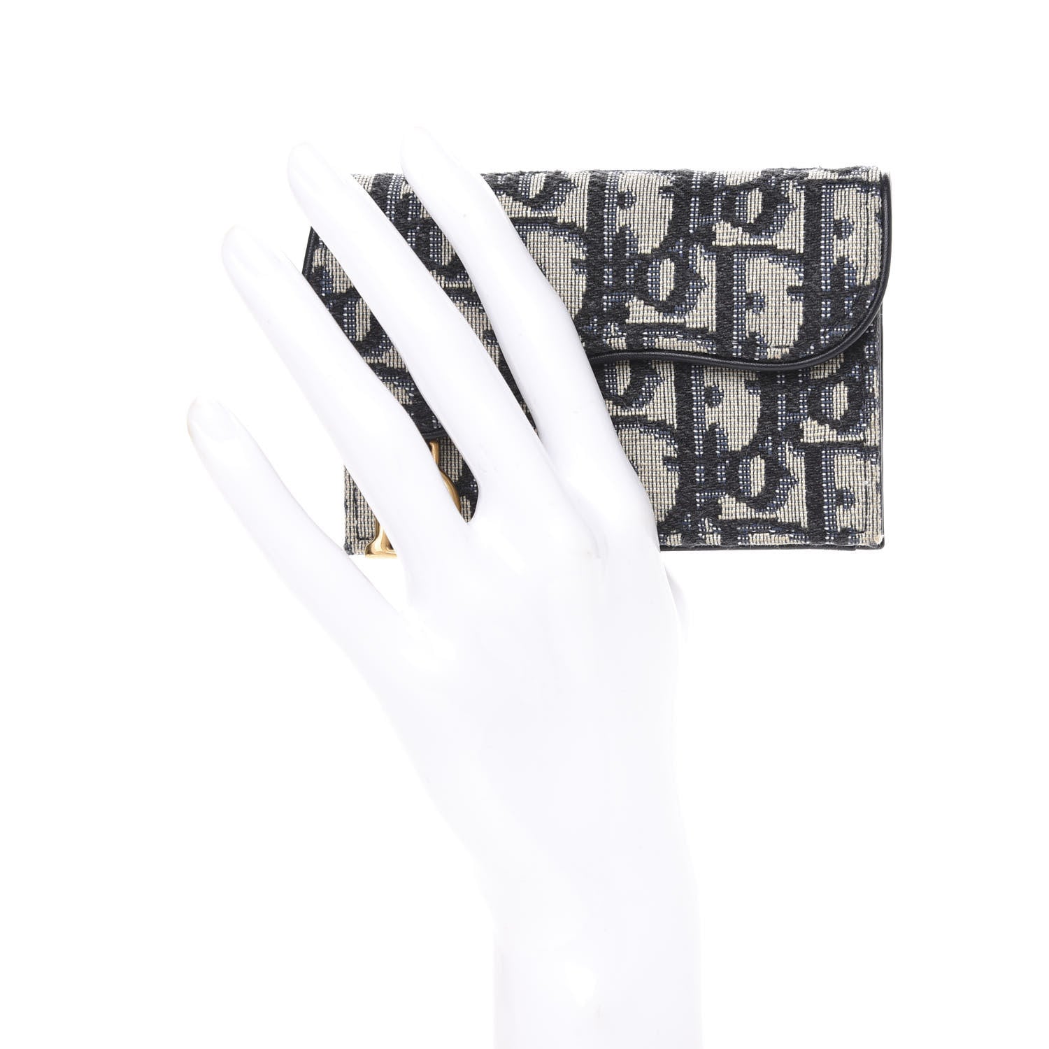 Christian Dior Oblique Saddle Card Holder Blue 2 of 8