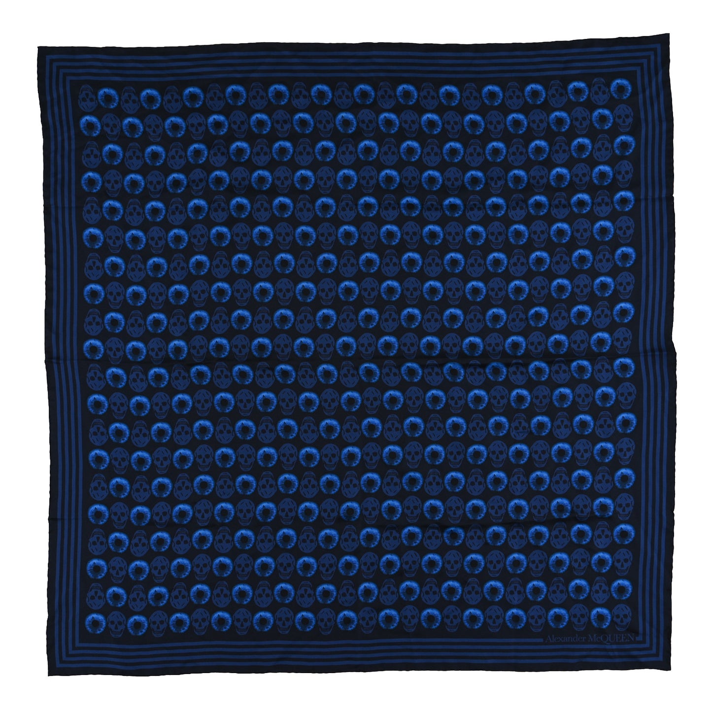 Silk Polka Iris Biker Square Scarf Midnight Blue