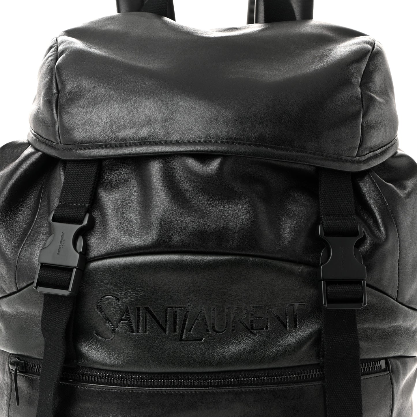 Lambskin Logo Debossed Backpack Black