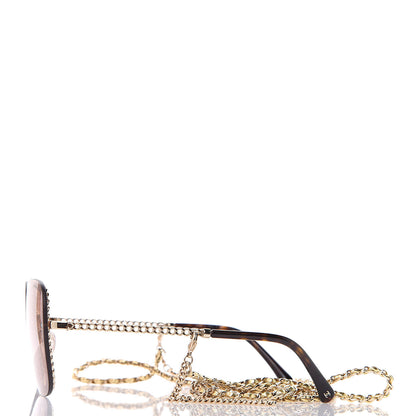 Chanel Metal Removable Chain Square Sunglasses 4244 Light Brown 3 of 7