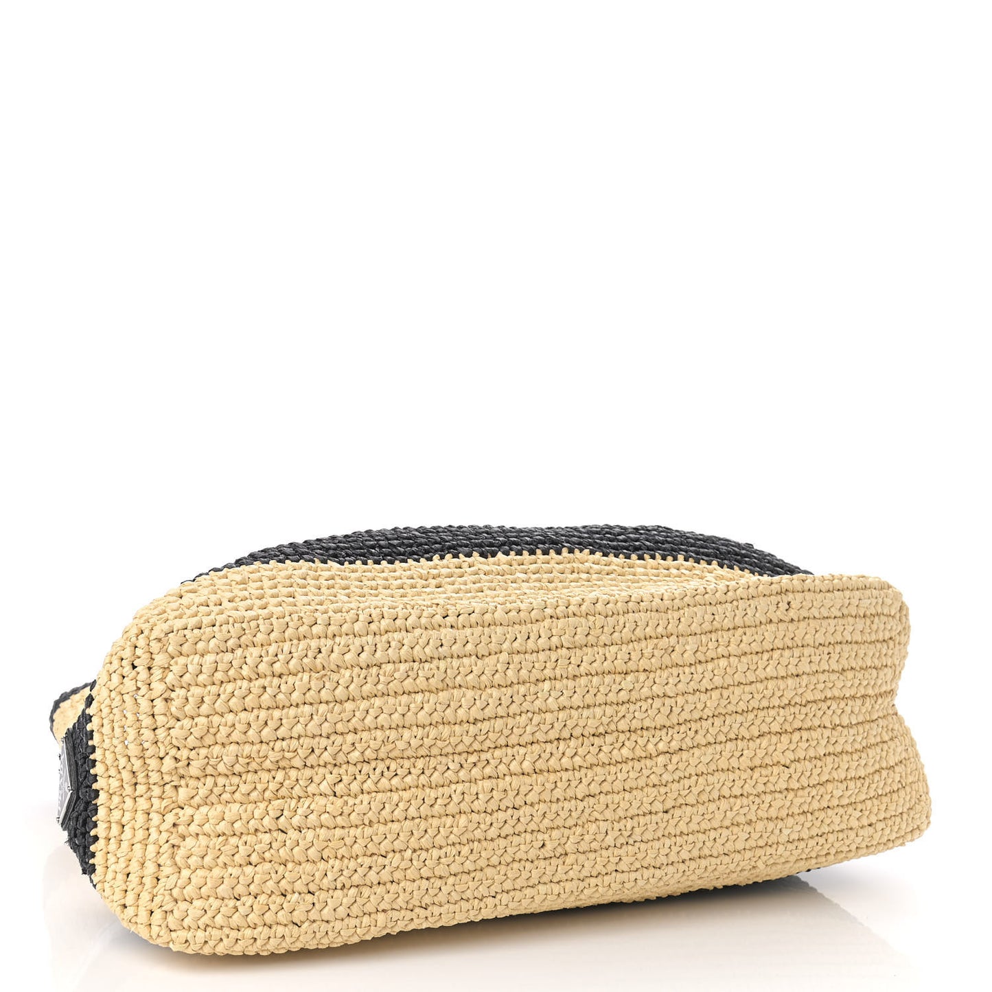 Raffia Logo Tote Naurale Black