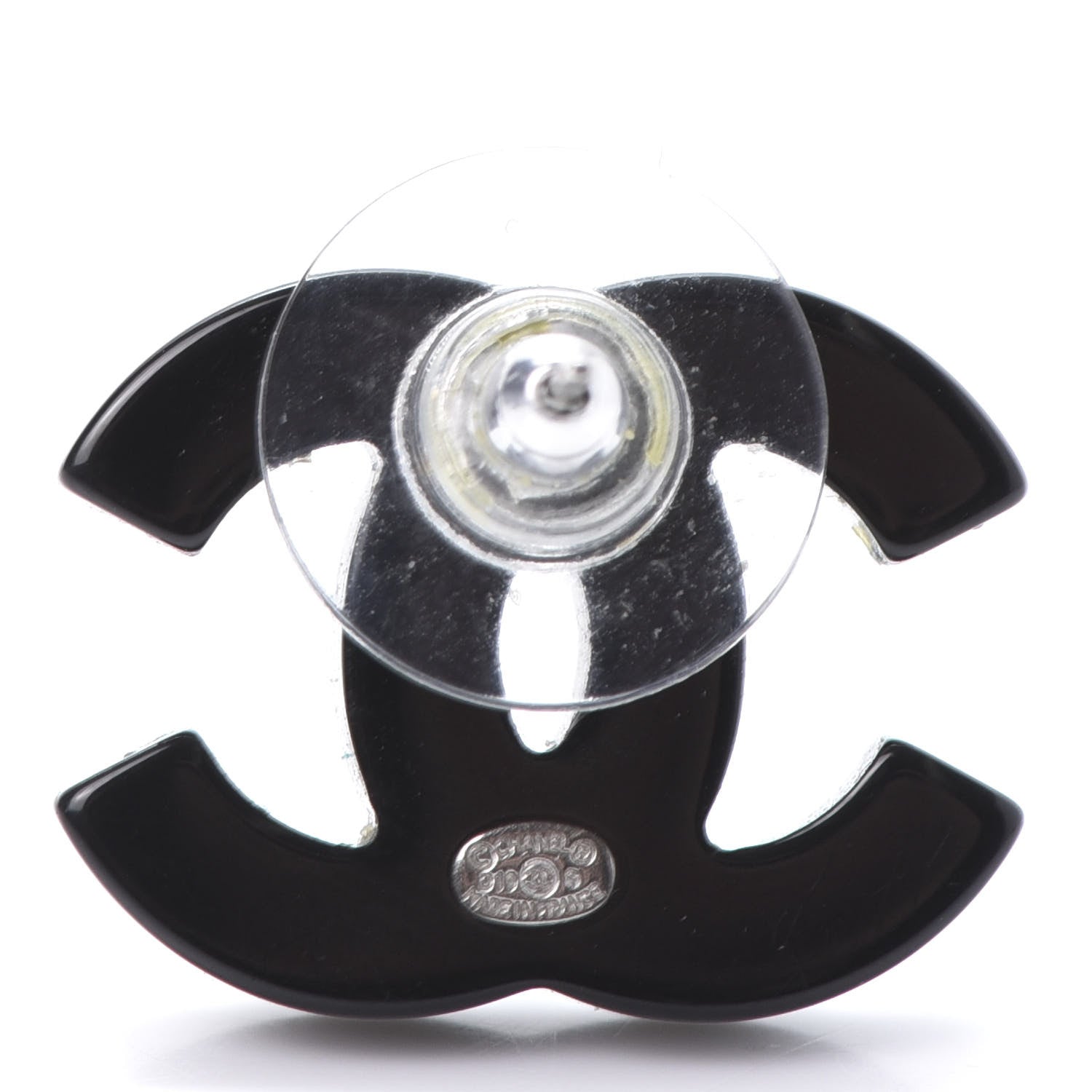 Chanel Resin Crystal CC Earrings Black 4 of 5