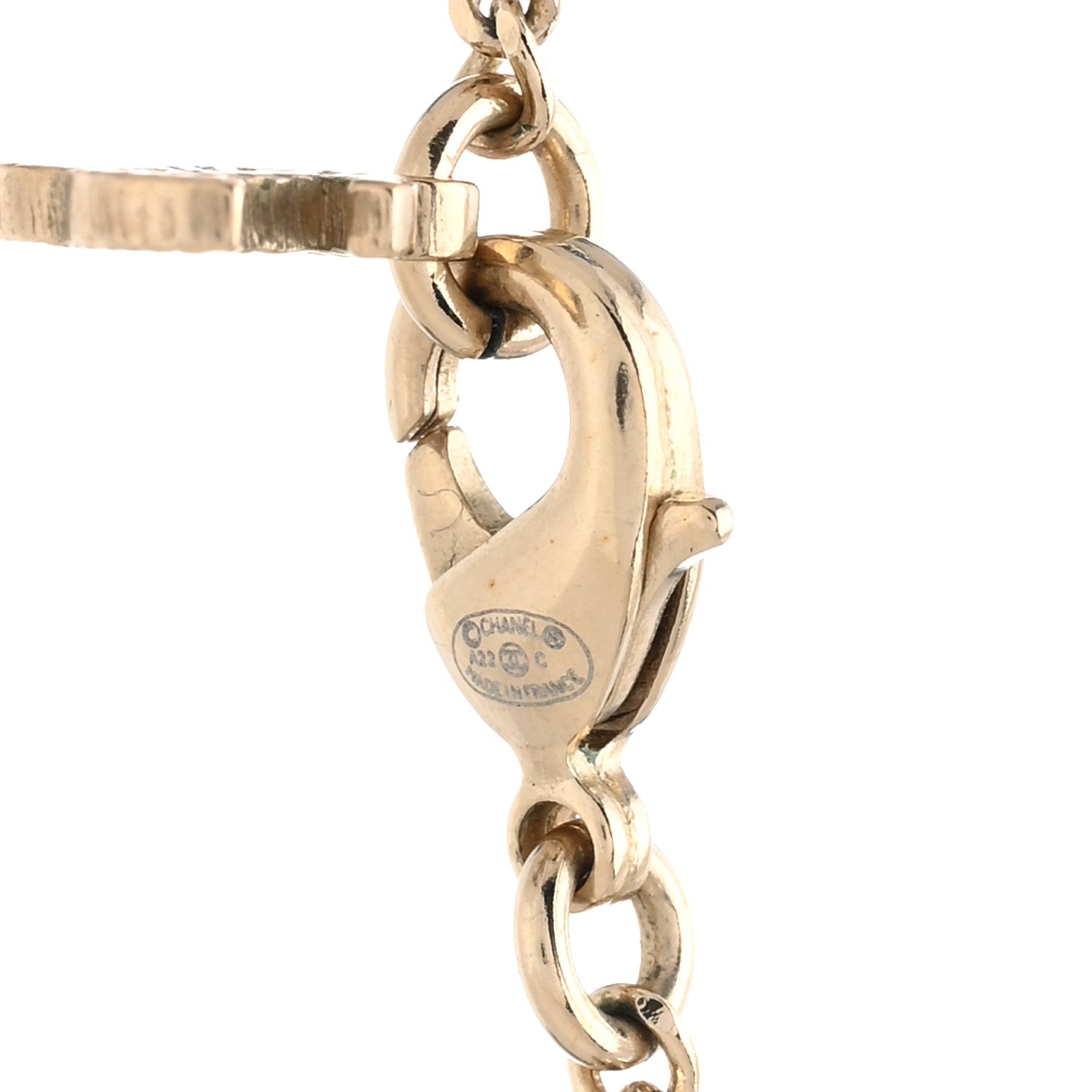 Chanel Baguette Crystal Logo CC Chain Necklace Gold 6 of 6
