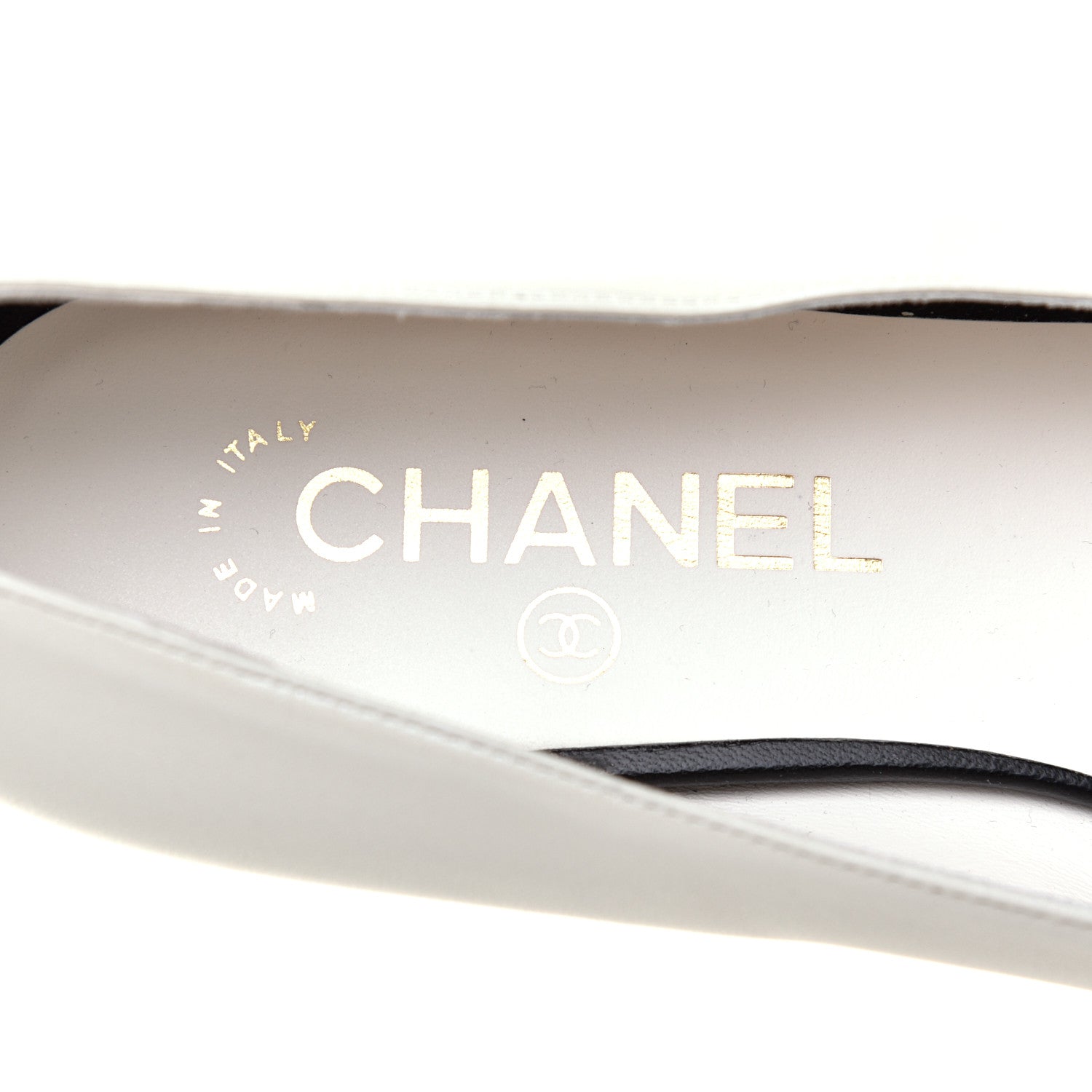 Chanel Lambskin Cap Toe CC Ballerina Flats 37.5 White Black 7 of 10