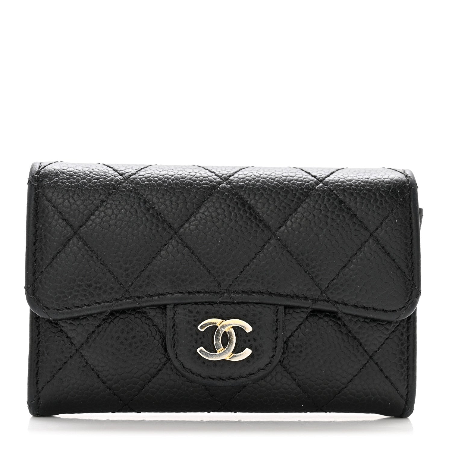 Chanel Caviar Quilted Flap Card Holder Wallet Black 1 of 10
