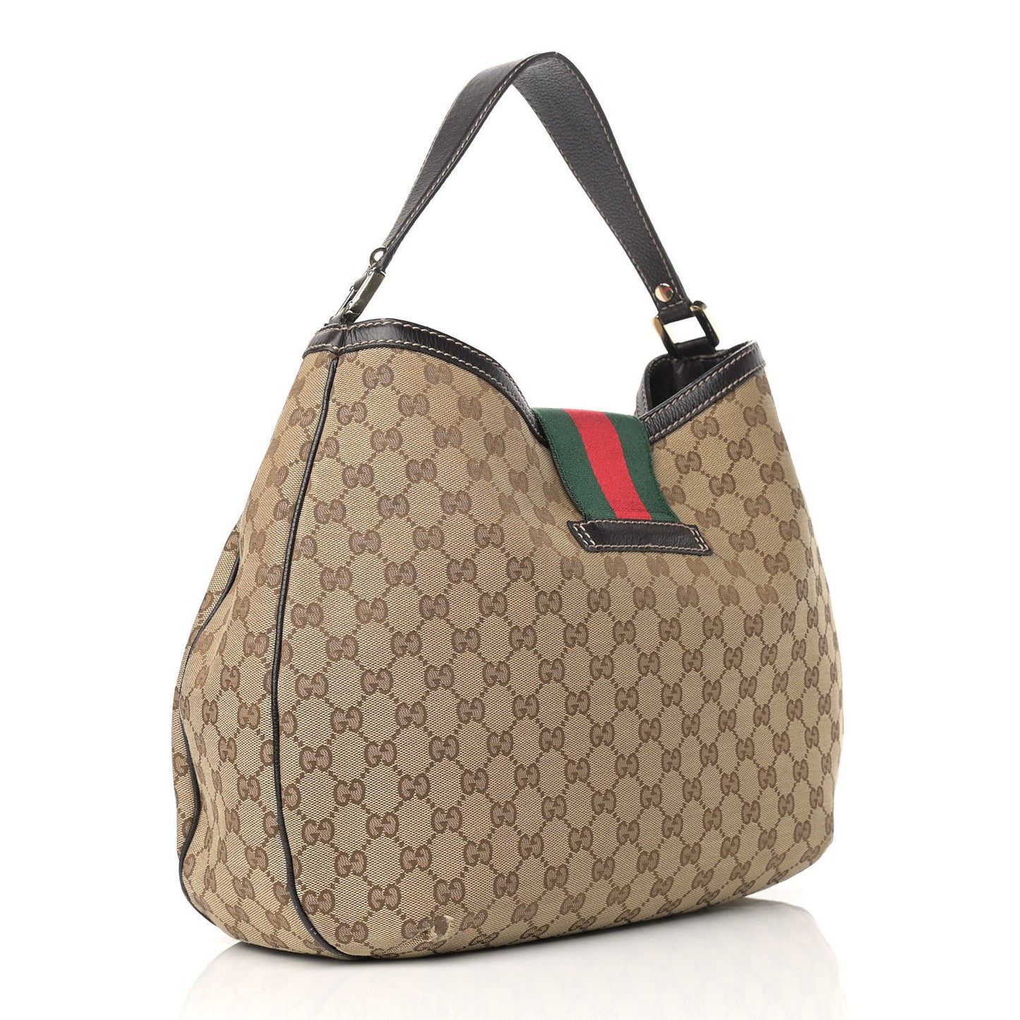 Monogram Large New Ladies Web Hobo Dark Brown