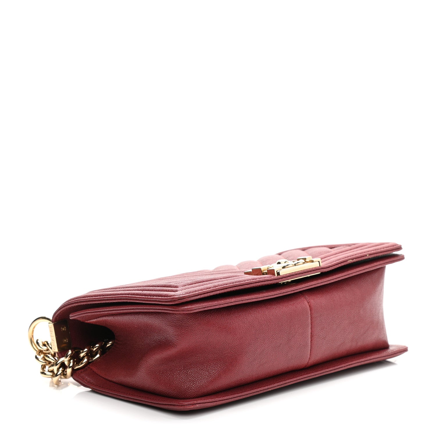 Chanel Caviar Chevron Quilted Medium Boy Flap Red 4 of 12