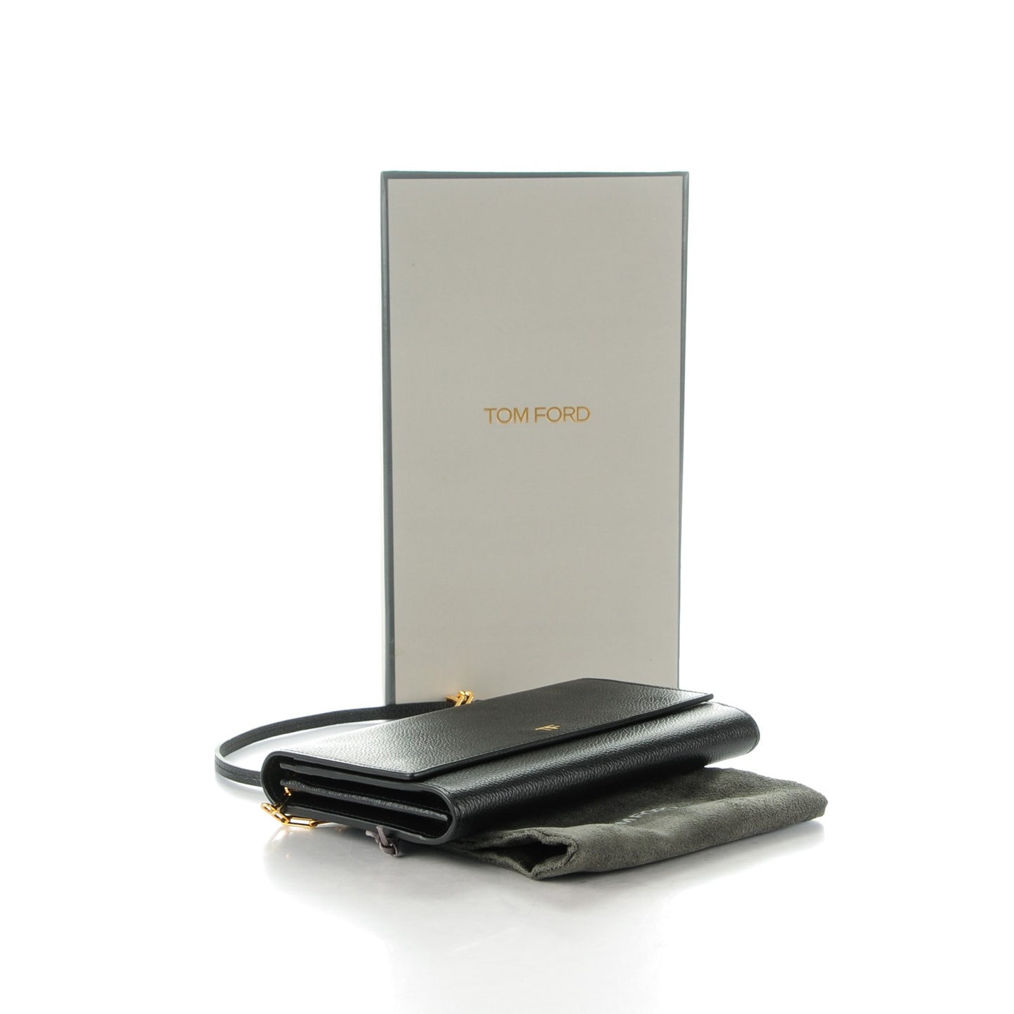 Pebbled Calfskin Wallet On Chain Black