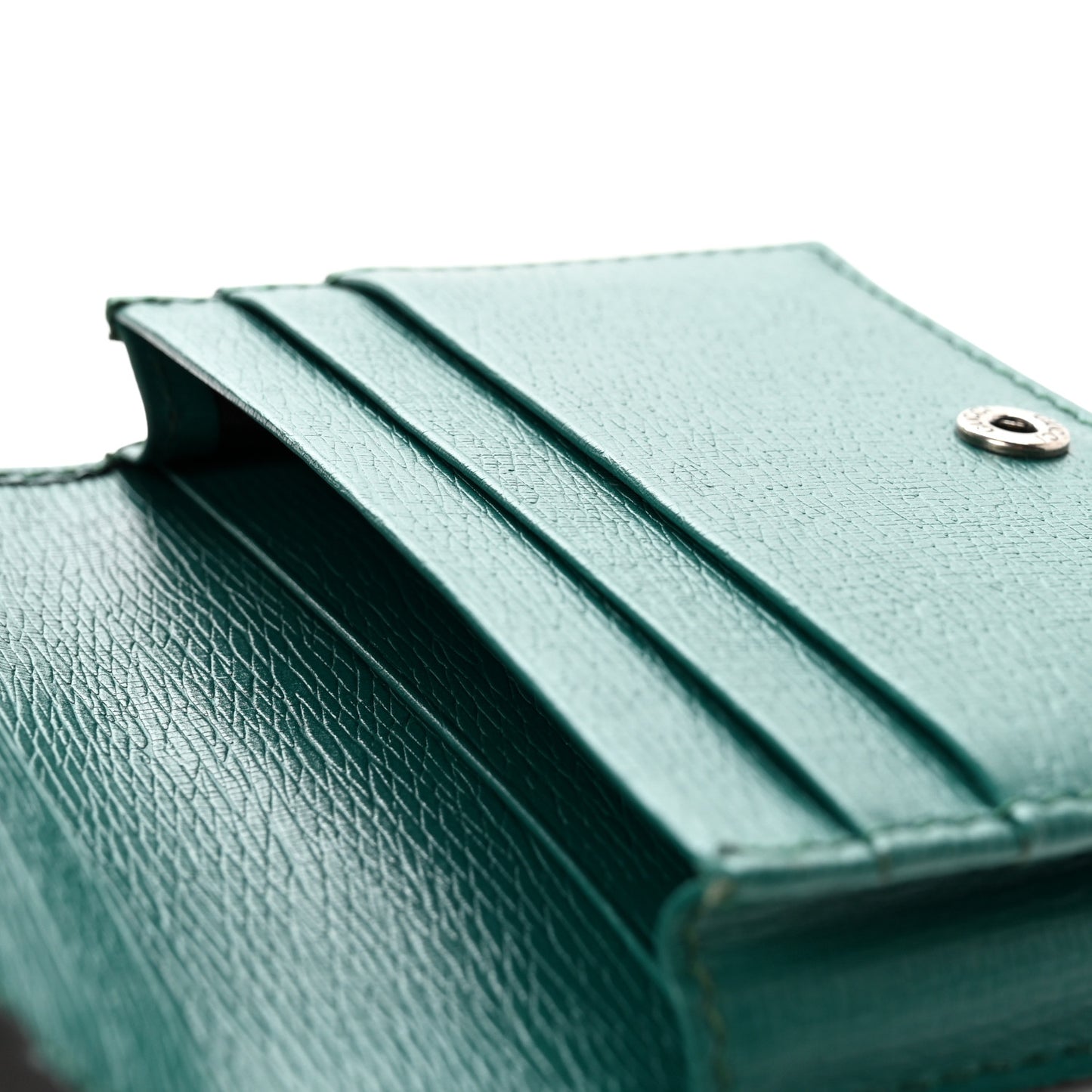 Shangai Calfskin Blooms Print Card Case Wallet Clear Bright Emerald Multicolor