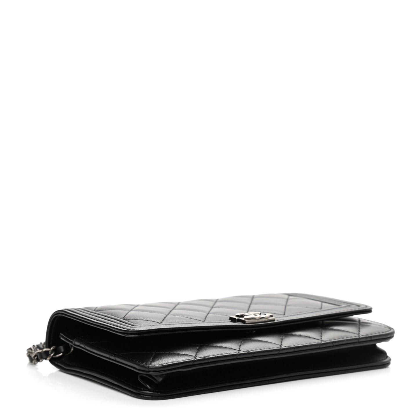 Lambskin Quilted Boy Wallet On Chain WOC Black