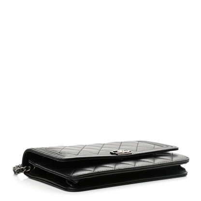 Chanel Lambskin Quilted Boy Wallet On Chain WOC Black 4 of 12