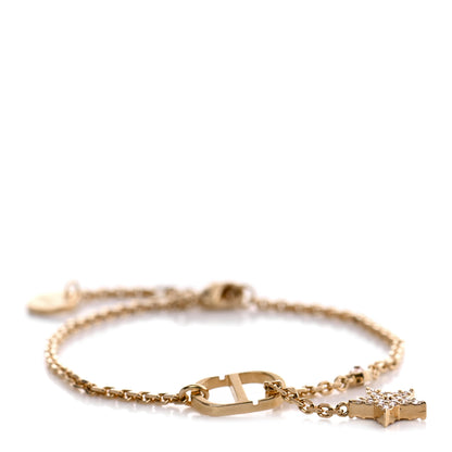 Christian Dior Metal Crystal Star CD Bracelet Gold 1 of 6