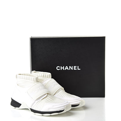 Chanel Stretch Fabric CC Sneakers 38.5 White 8 of 8