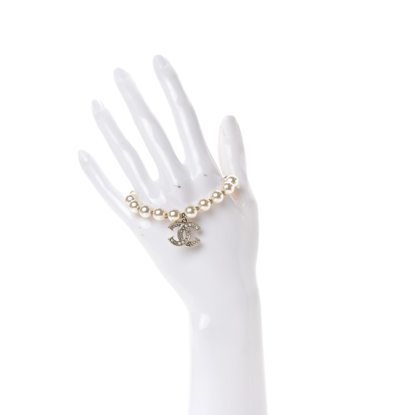 Pearl Crystal CC Bracelet Gold