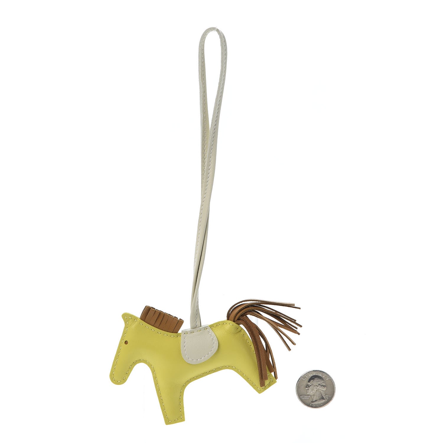 Hermes Milo Lambskin Grigri Rodeo Horse Bag Charm PM Lime Sesame Craie 2 of 5