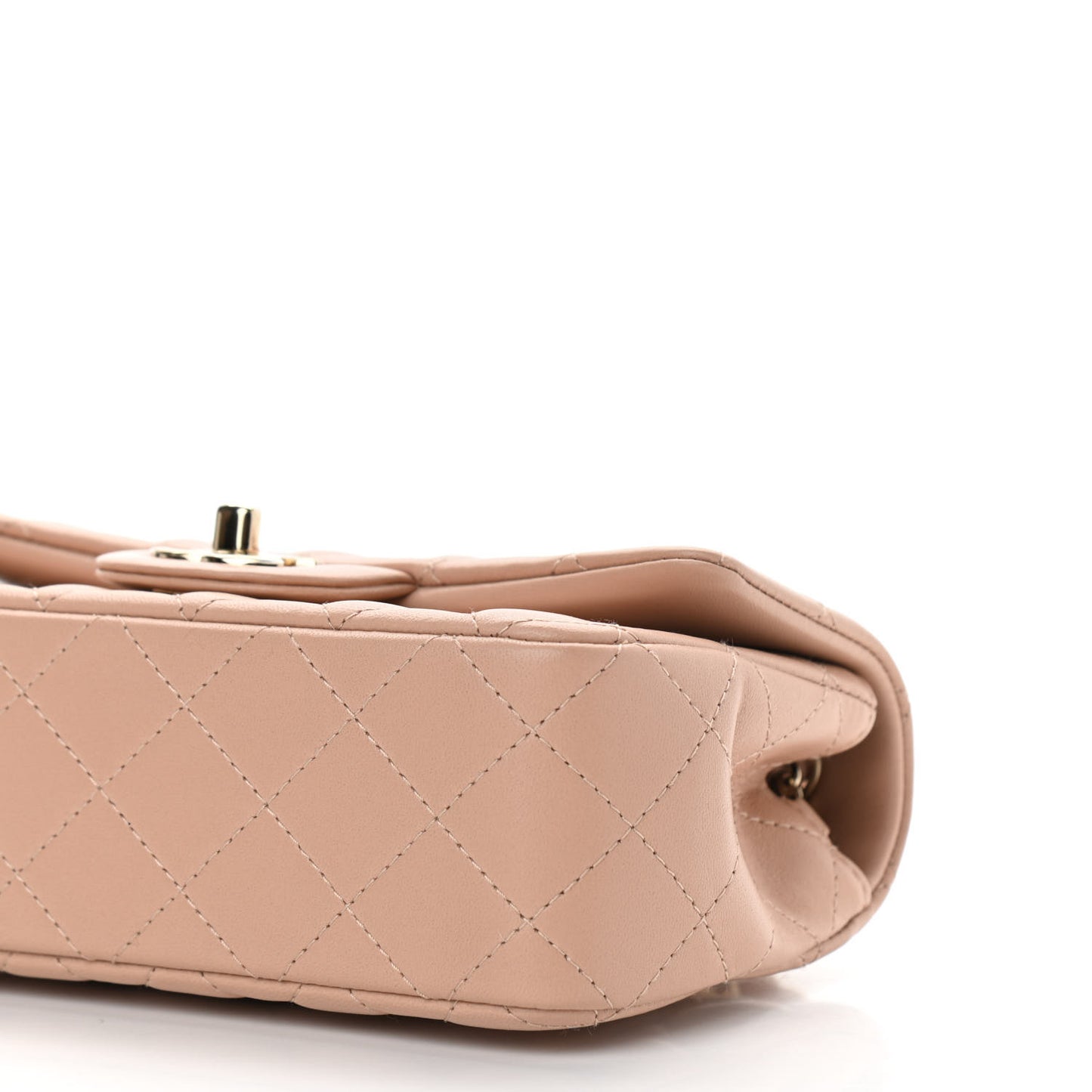 Lambskin Quilted Mini Rectangular Flap Beige
