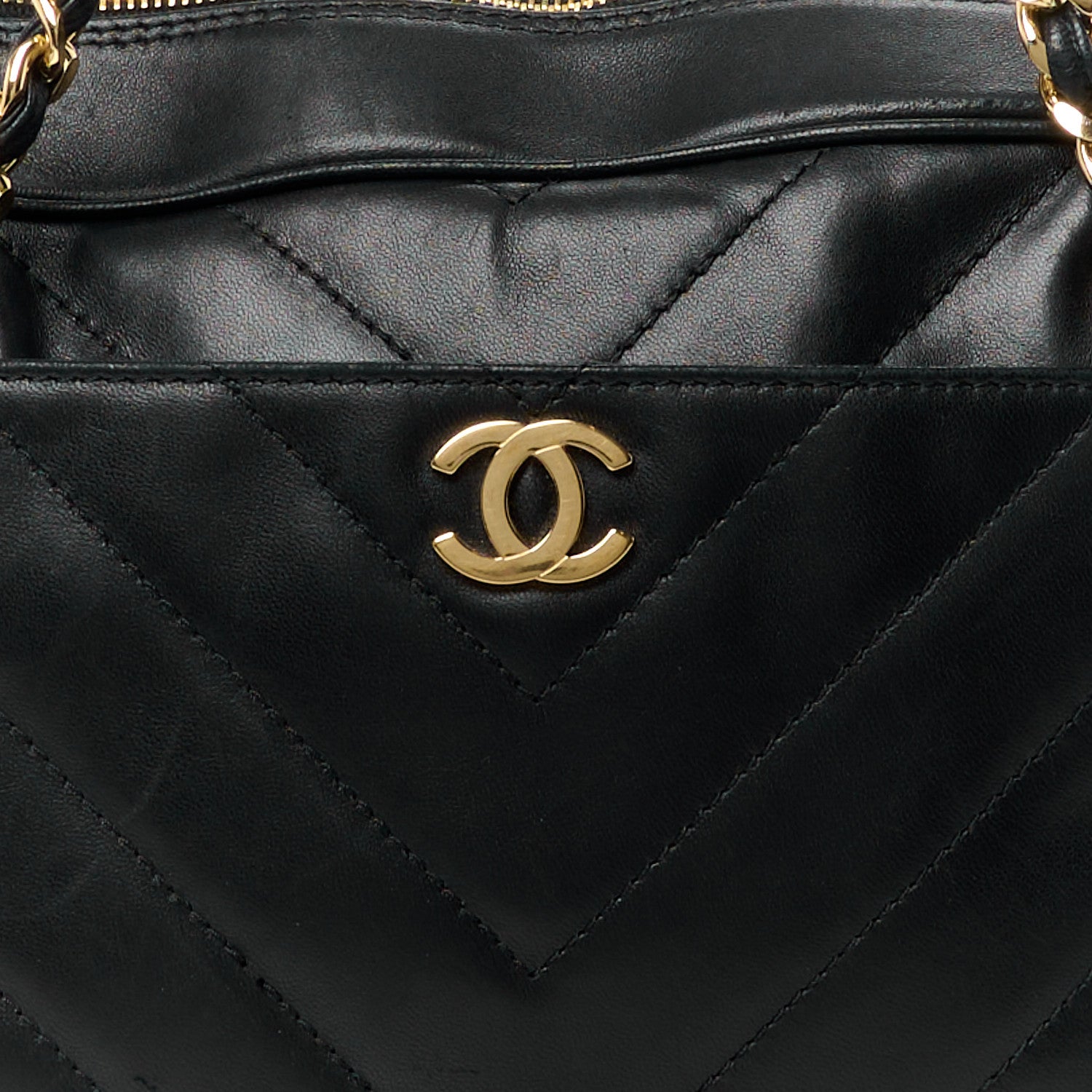 Chanel Lambskin Chevron Quilted Camera Case Black 11 of 15