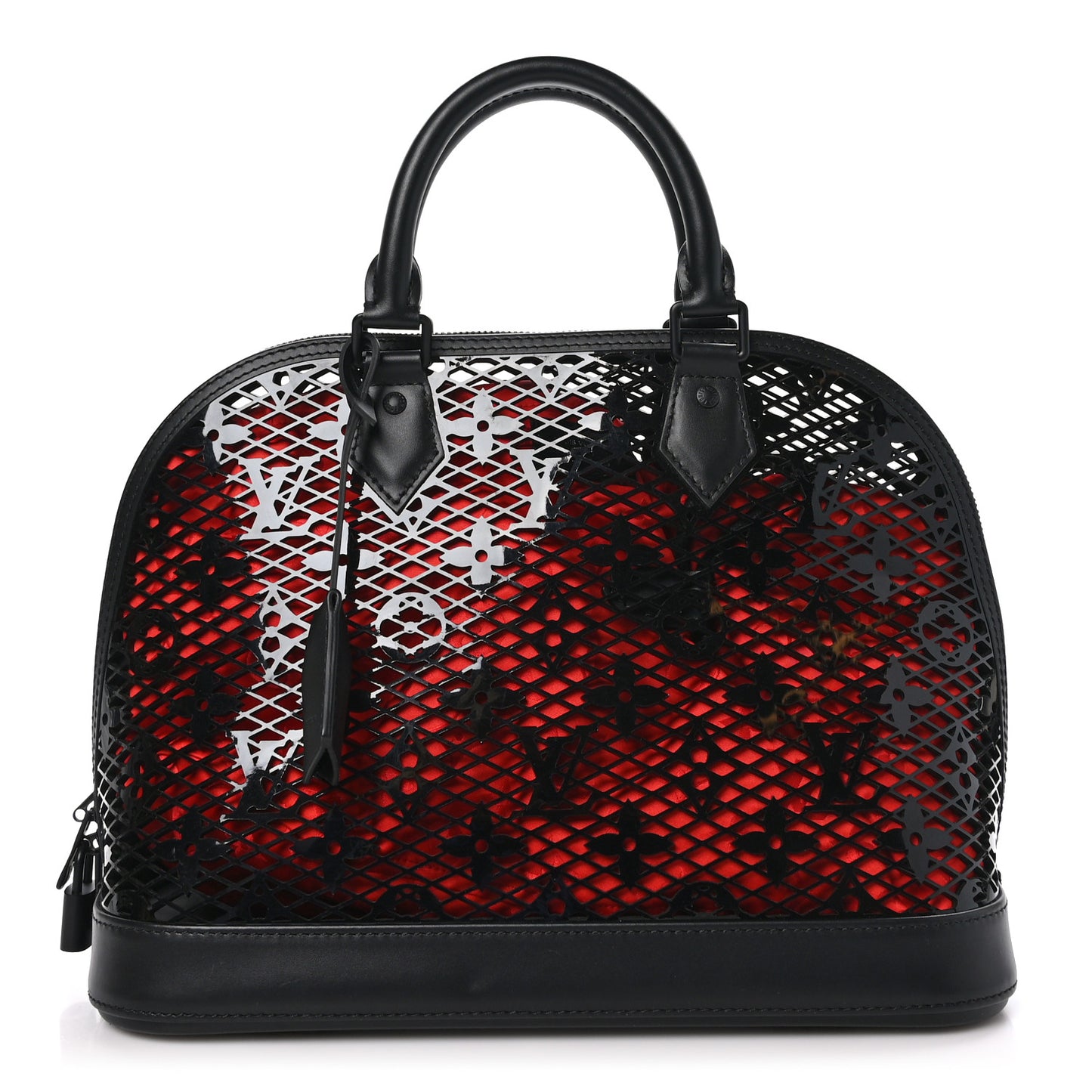 Patent Calfskin Laced Monogram Alma PM Black